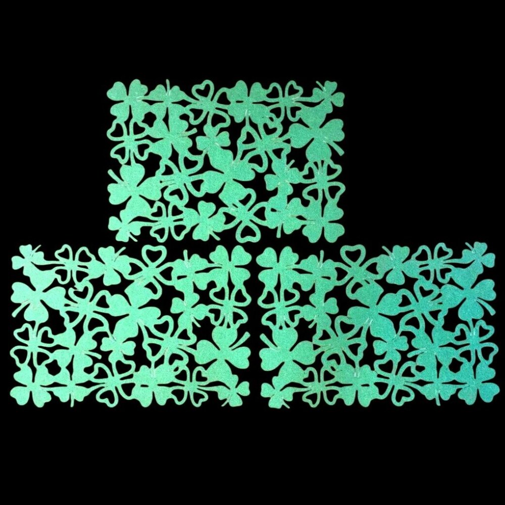 3 Shamrock Clover Placemats Green Heavy Felt Dining Holiday Decor